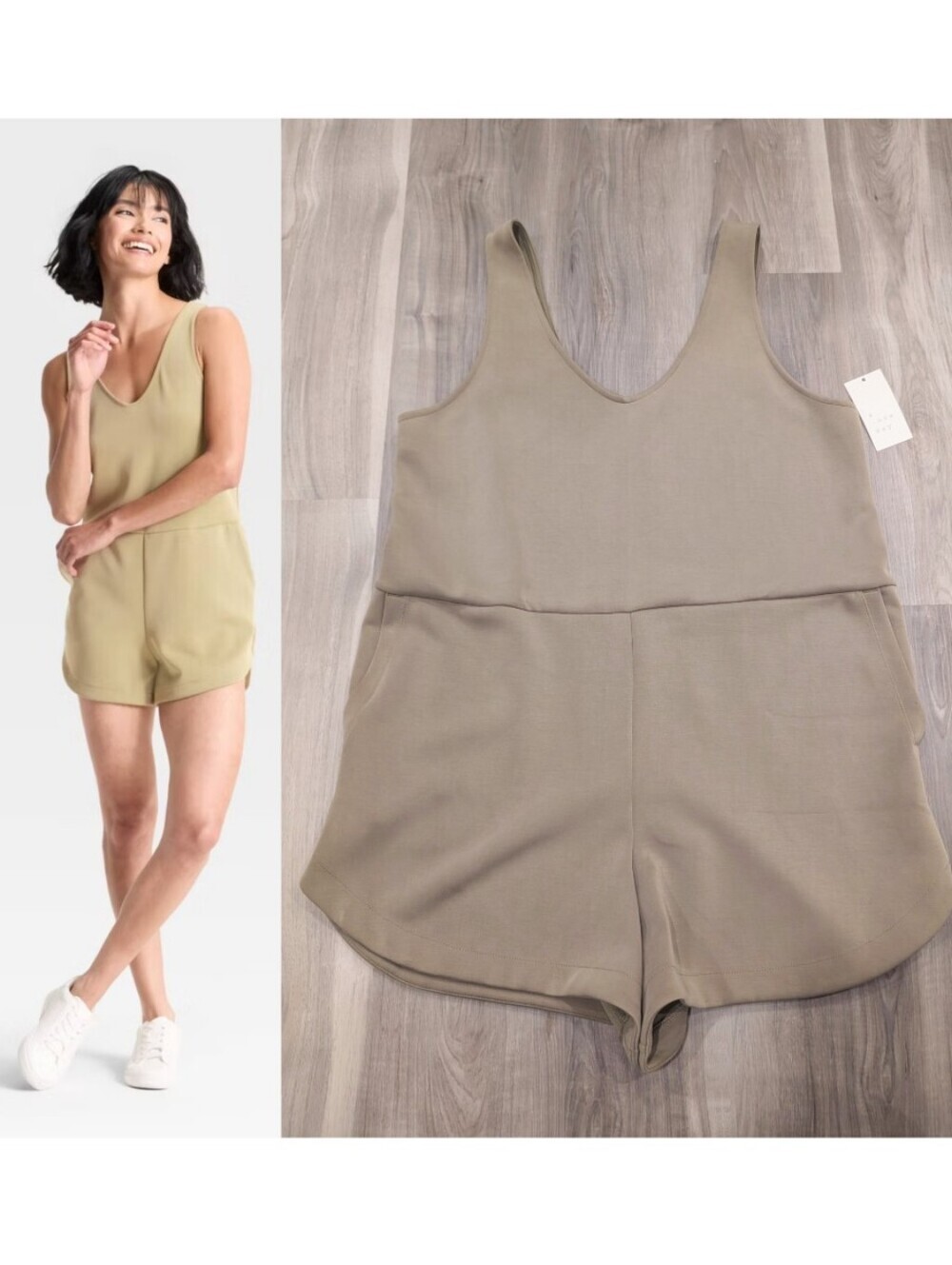 A New Day | Sandwash Mini Romper In Olive